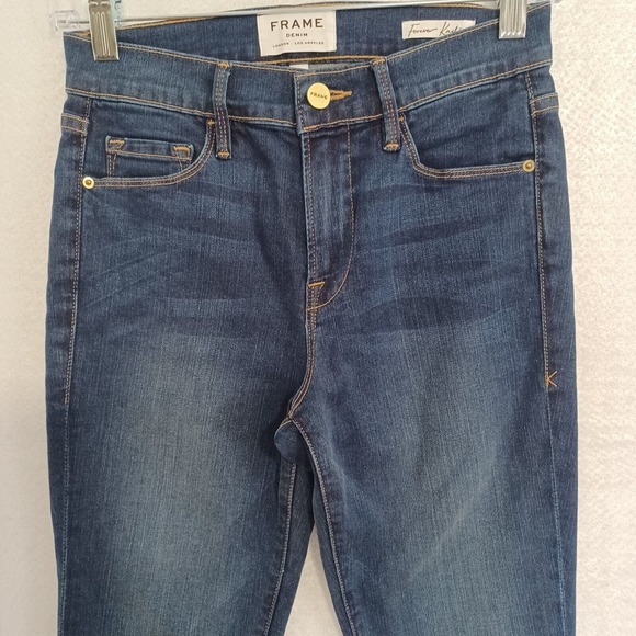 Frame Denim Women's Size 26 Forever Karlie Skinny Jeans Medium Wash Raw Hem EUC - Picture 3 of 9